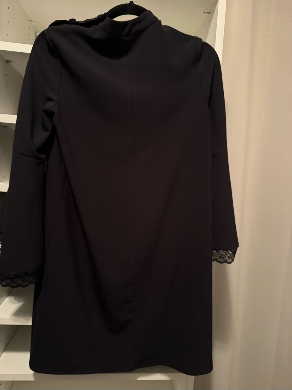 Zara Black Long-Sleeve Shift Dress with Flared Cuffs